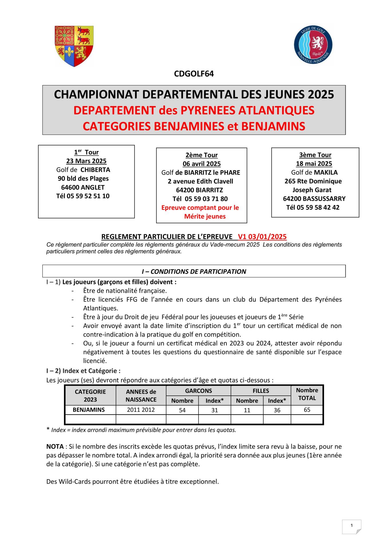 Cd64 reglement benjamins 2025 images 0