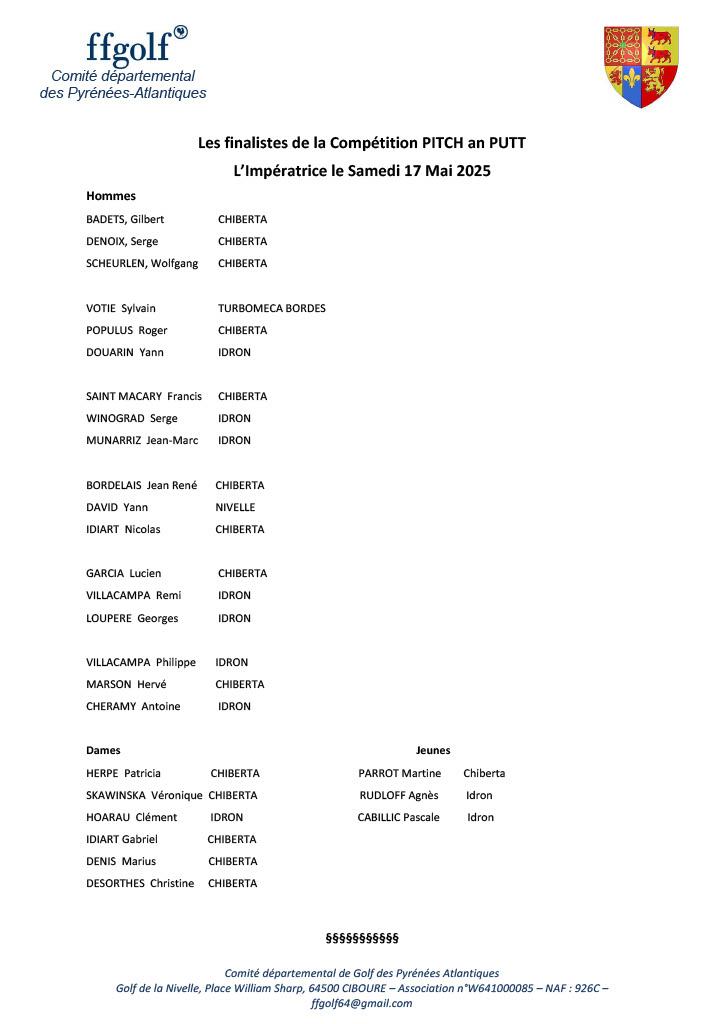 Finalistes Pitch and Putt 2025