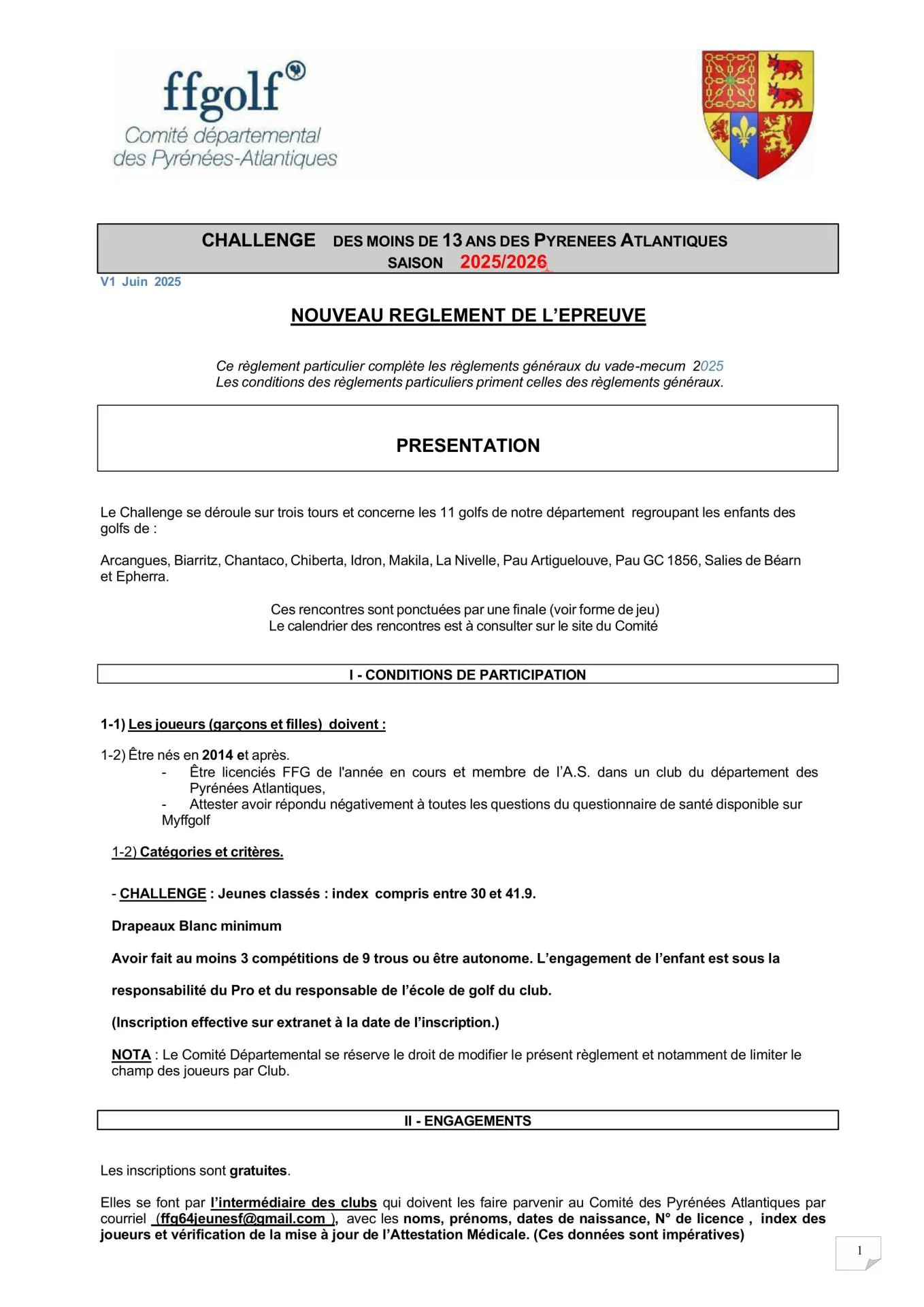 Réglement Challenge Mixte  2025 2026