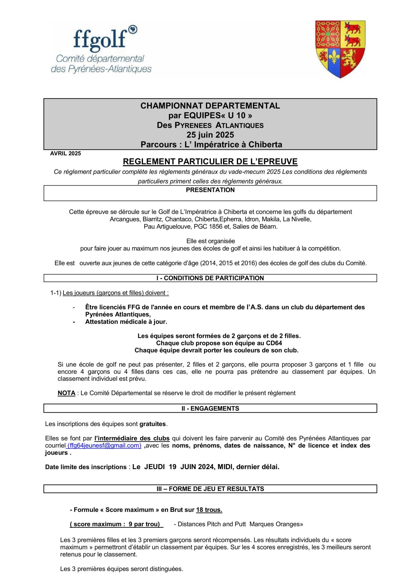 Règlement  U10  par Equipes
